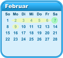 Februar 1 2 3 4 5 6 7 8 9 10 11 12 13 14 15 16 17 18 19 20 21 22 23 24 25 So Mo Di Mi Do Fr Sa 26 27 28