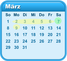 März 1 2 3 4 5 6 7 8 9 10 11 12 13 14 15 16 17 18 19 20 21 22 23 24 25 So Mo Di Mi Do Fr Sa 26 27 28 29 30 31