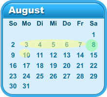 August 2 3 4 5 6 7 8 9 10 11 12 13 14 15 16 17 18 19 20 21 22 23 24 25 So Mo Di Mi Do Fr Sa 1 26 27 28 29 30 31