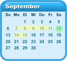 September So Mo Di Mi Do Fr Sa 1 2 3 4 5 6 7 8 9 10 11 12 13 14 15 16 17 18 19 20 21 22 23 24 25 26 27 28 29 30
