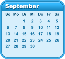 September So Mo Di Mi Do Fr Sa 1 2 3 4 5 6 7 8 9 10 11 12 13 14 15 16 17 18 19 20 21 22 23 24 25 26 27 28 29 30