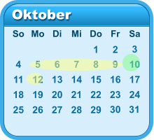 Oktober 3 4 5 6 7 8 9 10 11 12 13 14 15 16 17 18 19 20 21 22 23 24 25 26 27 28 29 So Mo Di Mi Do Fr Sa 1 2 30 31