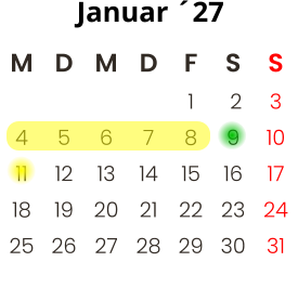 M D M D F S S     1   2 3 4 5 6 7 8 9 10 11 12 13 14 15 16 17 18 19 20 21 22 23 24 25 26 27 28 29 30 31        Januar ´27